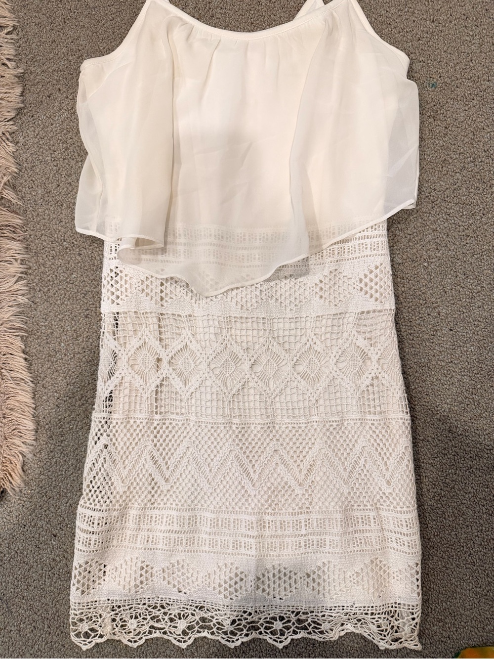 American Eagle Outfitters White Crochet Overlay Mini Dress